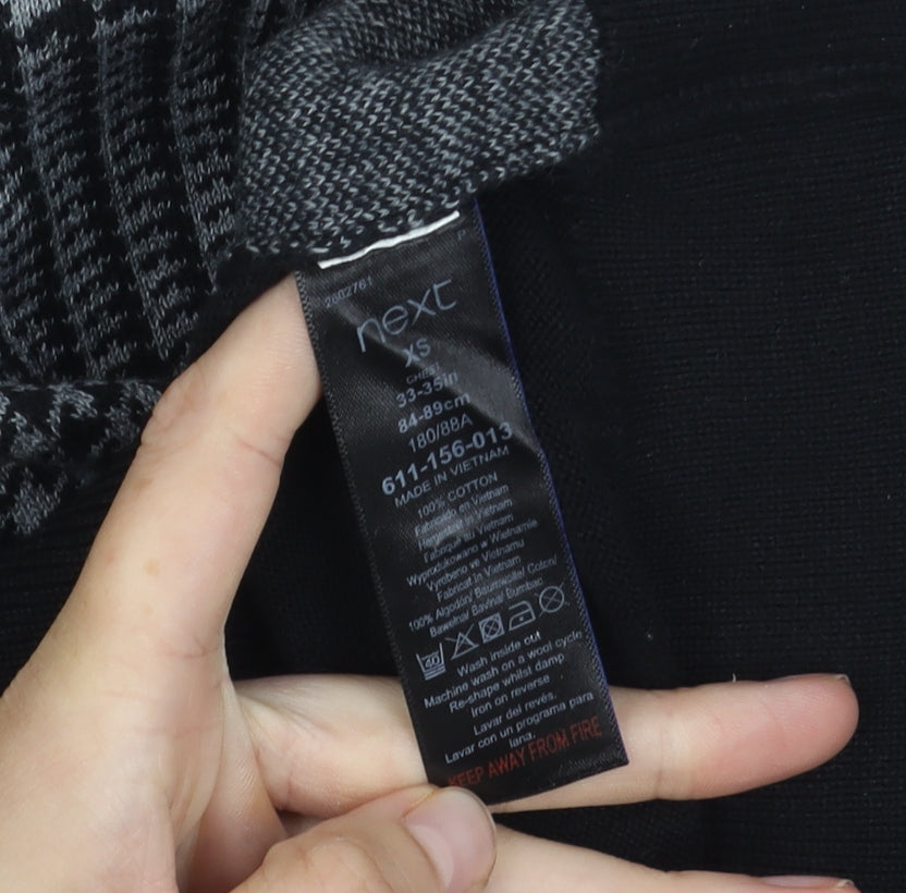 Next Men's Black XS Check Pullover Jumper