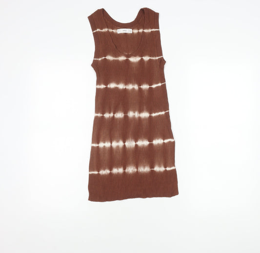 Womens UK Size S MNG Brown Basic Tank
