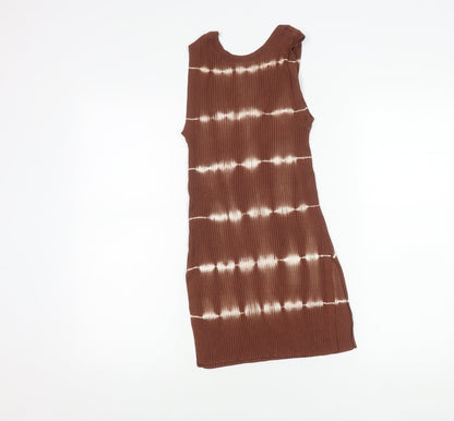 Womens UK Size S MNG Brown Basic Tank