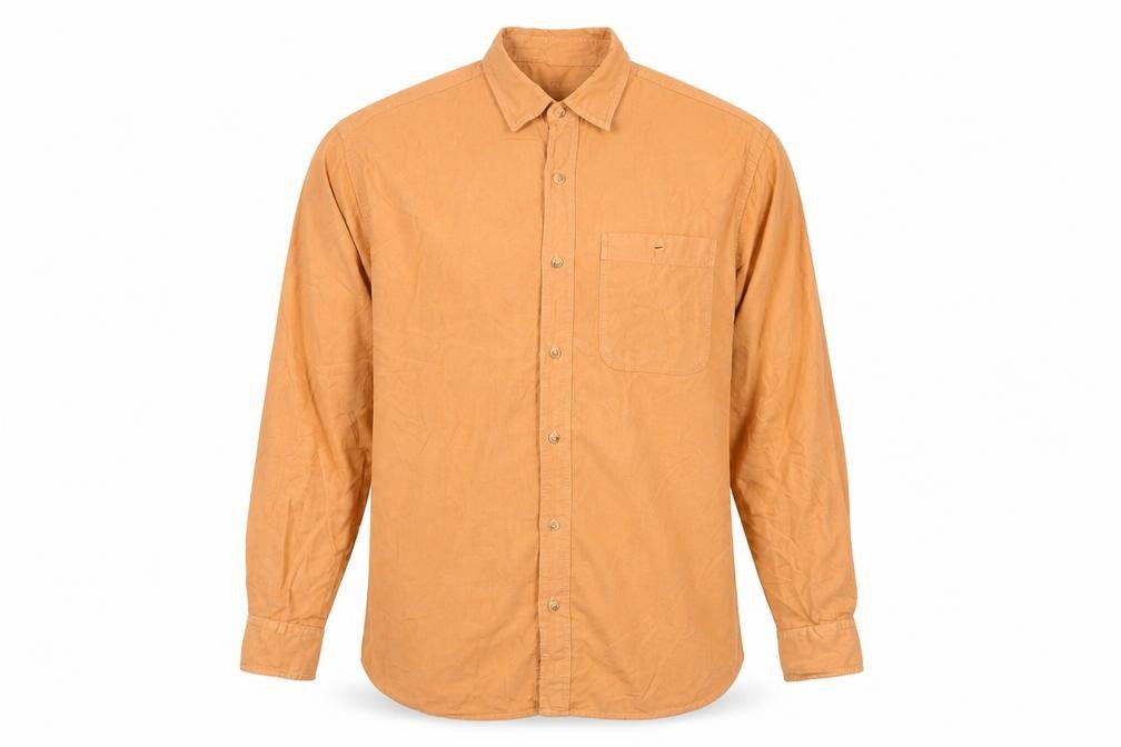 Hawkshead Men's Beige Long Sleeve Cotton Shirt
