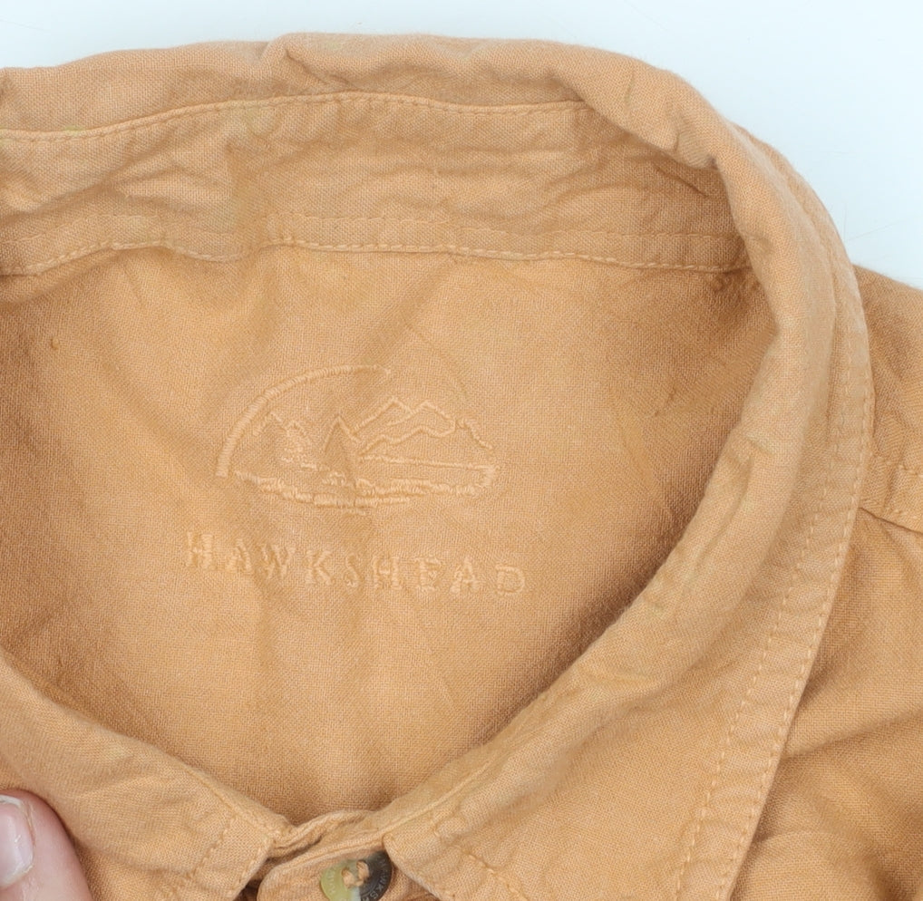 Hawkshead Men's Beige Long Sleeve Cotton Shirt