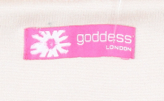Goddess London Beige Bodycon Dress, Women's Off Shoulder Size 10
