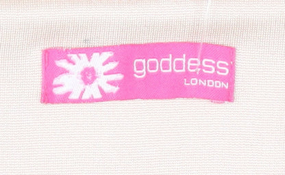 Goddess London Beige Bodycon Dress, Women's Off Shoulder Size 10