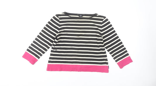 Jasper Conran Women's Black Striped M 3/4 Sleeve T-Shirt
