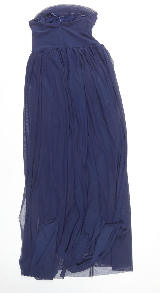 Next Women's Blue Long Strapless Formal Dress