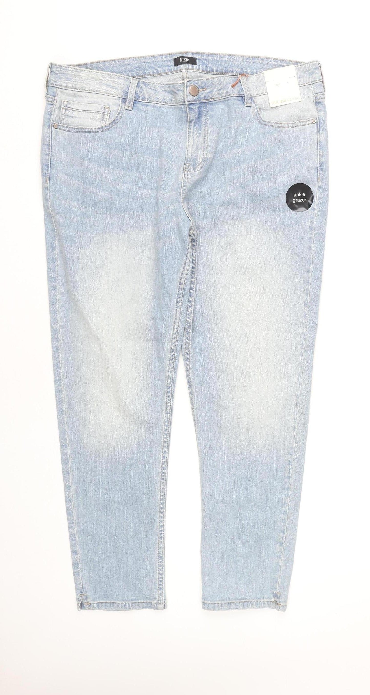 F&F Women's Blue Ankle Jeans Size 18, Light Wash
