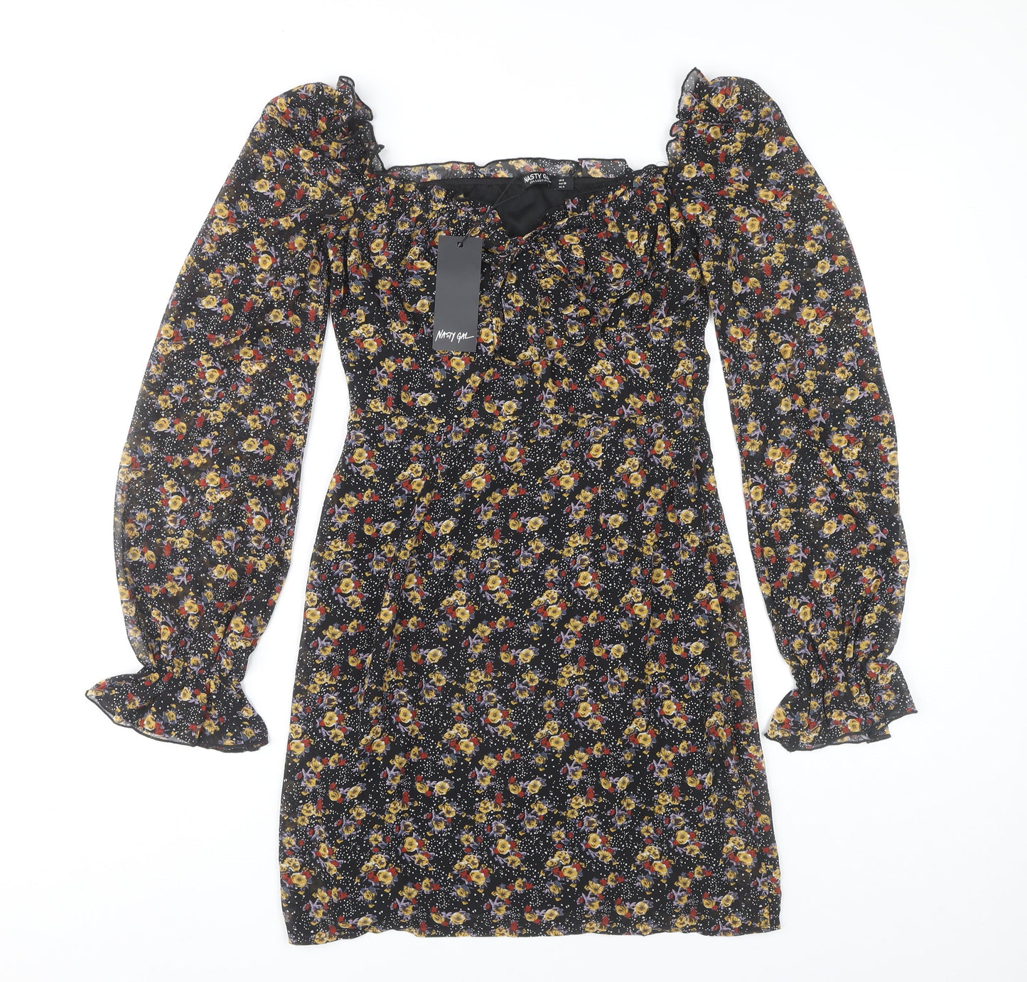 Nasty Gal Women's Floral A-Line Short Dress 8 Multicoloured