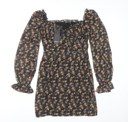 Nasty Gal Women's Floral A-Line Short Dress 8 Multicoloured