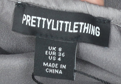 PrettyLittleThing Women's Grey Halter Bodycon Dress Size 8