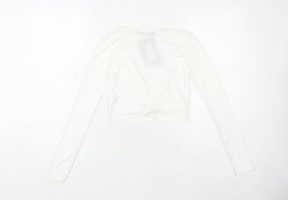 Womens UK Size 8 PRETTYLITTLETHING White Wrap Blouse