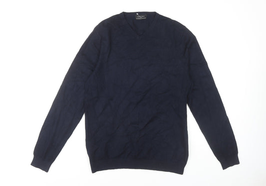 Zara Man Blue Pullover Jumper V-Neck M