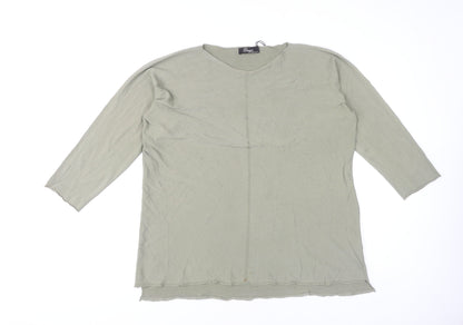 Peruzzi Women's Green Knit Top L - 3/4 Sleeve, Round Neck