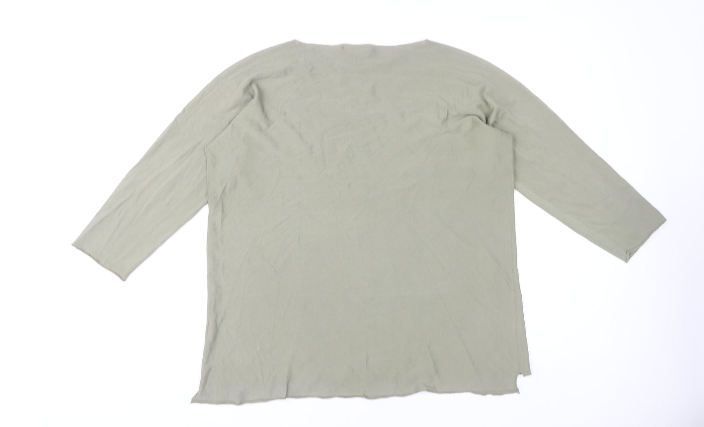 Peruzzi Women's Green Knit Top L - 3/4 Sleeve, Round Neck