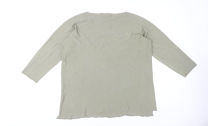 Peruzzi Women's Green Knit Top L - 3/4 Sleeve, Round Neck