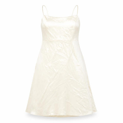 Front view of Zara Women's Ivory Slip Dress, size 12, Sleeveless