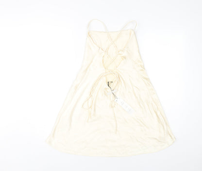 Zara Women's Ivory Slip Dress Size 12 Sleeveless
