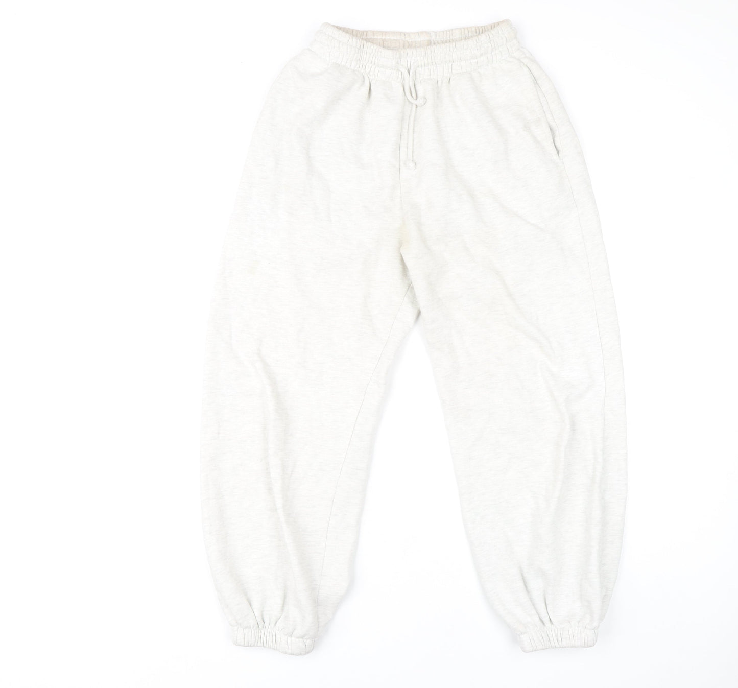 Womens UK Size S Zara Relaxed Fit Jogger Ivory Trousers