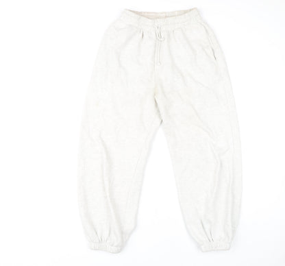 Womens UK Size S Zara Relaxed Fit Jogger Ivory Trousers
