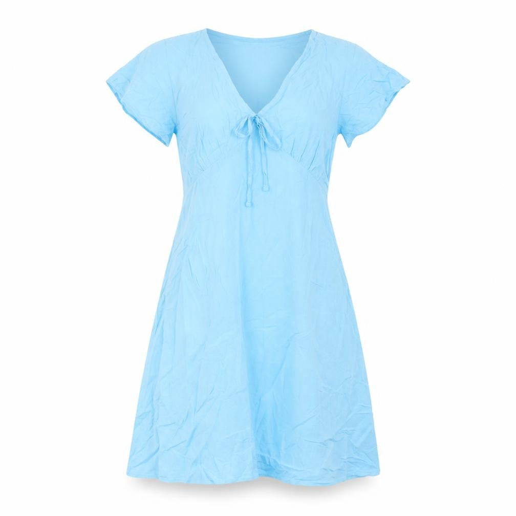 Front view of Primark Women's Blue Short Sleeve Dress, size 8