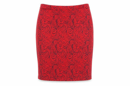 Adini Women's Red Geometric Pencil Skirt Size S