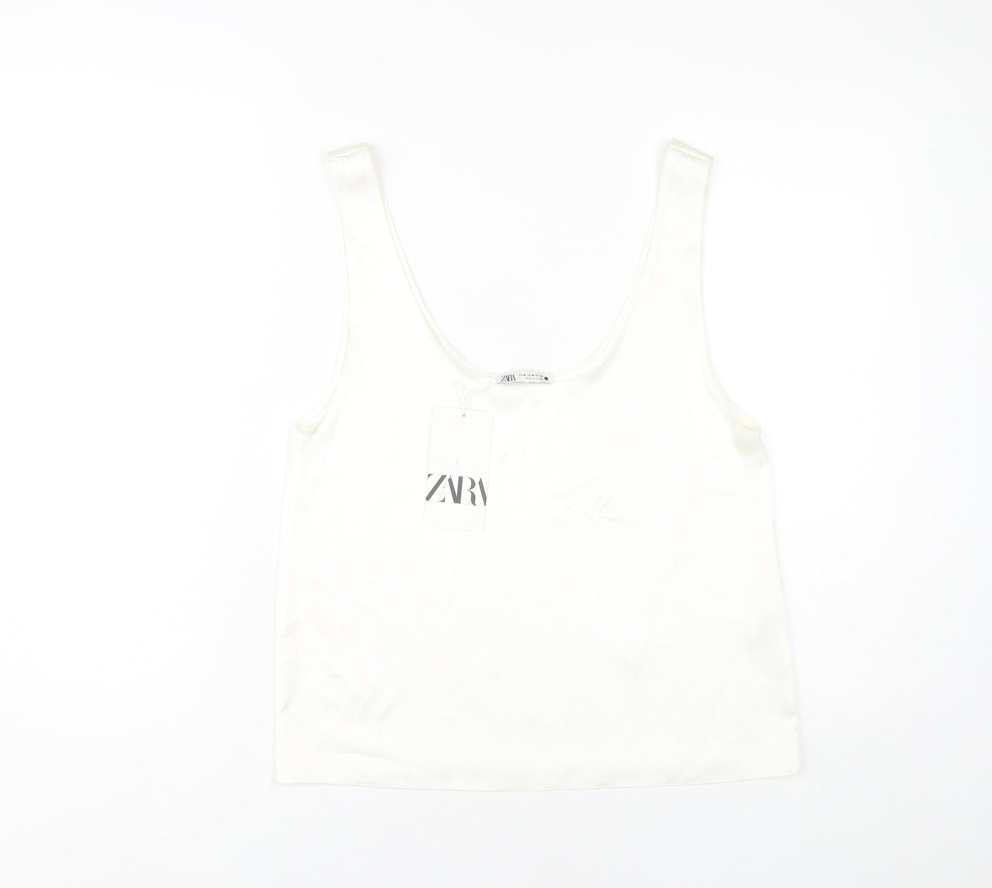 Womens UK Size 8 Zara White Basic Tank