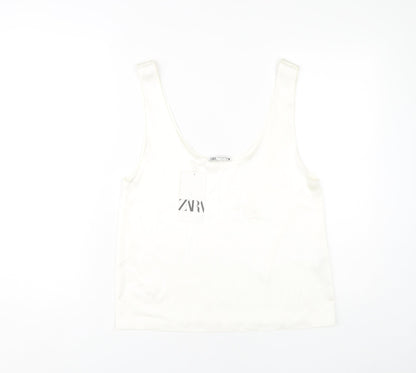 Womens UK Size 8 Zara White Basic Tank