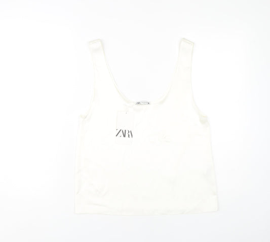 Womens UK Size 8 Zara White Basic Tank