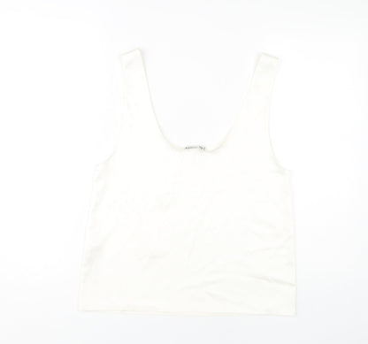 Womens UK Size 8 Zara White Basic Tank