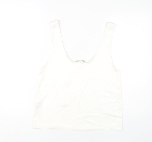 Womens UK Size 8 Zara White Basic Tank
