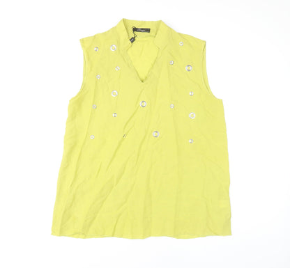 Peruzzi Women’s Green Sleeveless V-Neck Blouse, Size 14