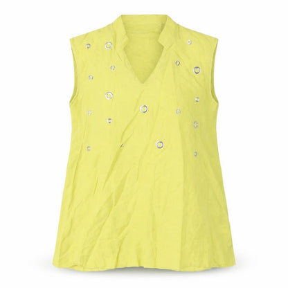 Peruzzi Women’s Green Sleeveless V-Neck Blouse, Size 14