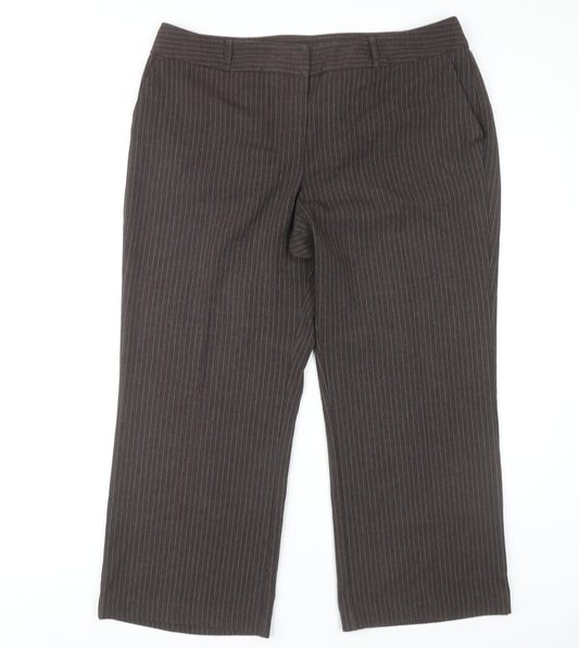 Womens UK Size 18 BHS Regular Fit Business Casual Brown Trousers