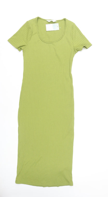 Primark Women's Green XS Bodycon Midi Dress
