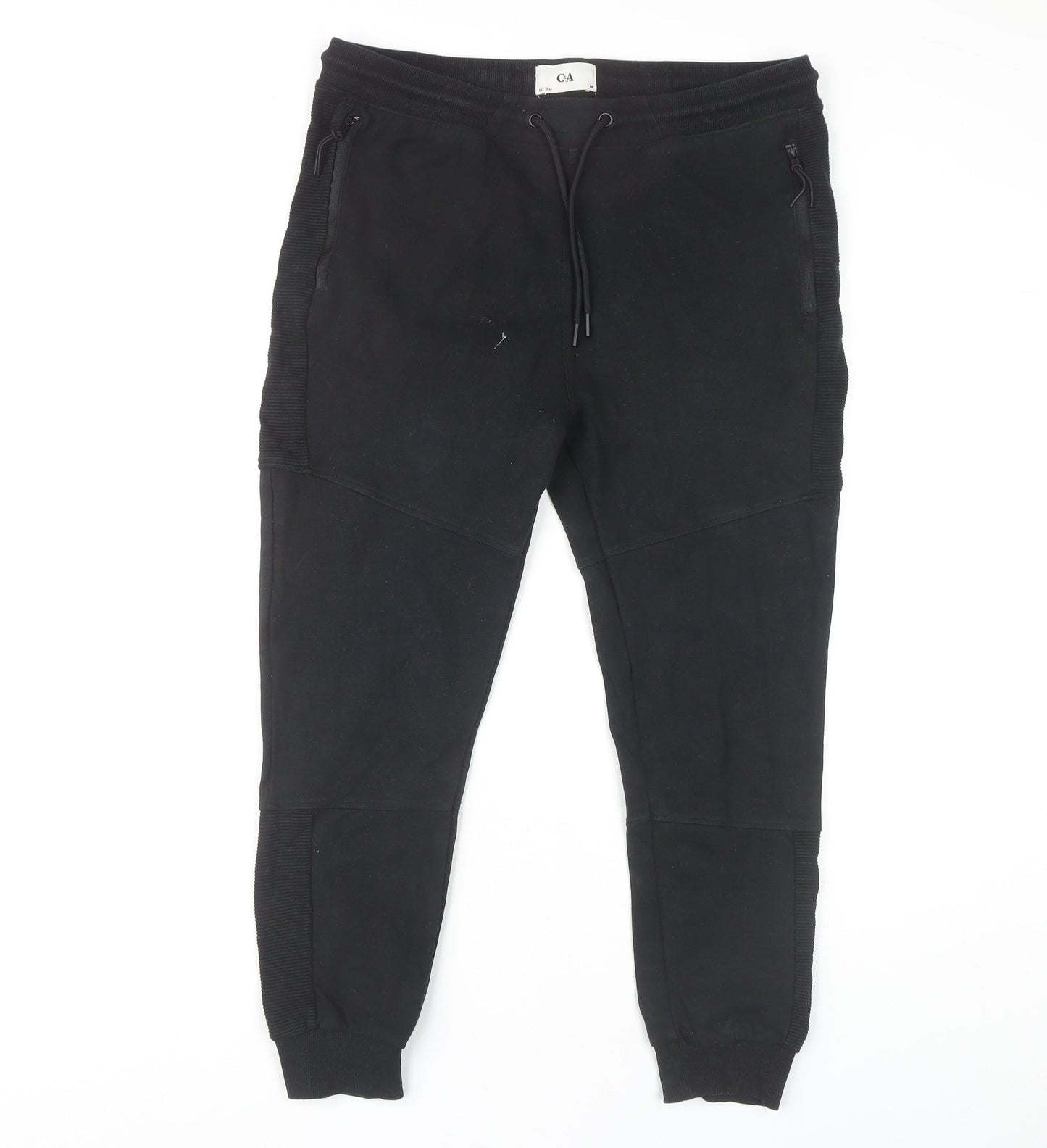Mens UK Size M C&A  Jogger Black Trousers