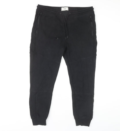 Mens UK Size M C&A  Jogger Black Trousers