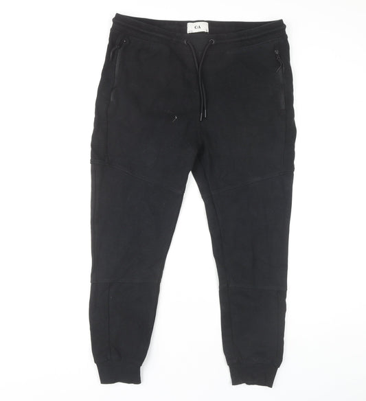 Mens UK Size M C&A  Jogger Black Trousers