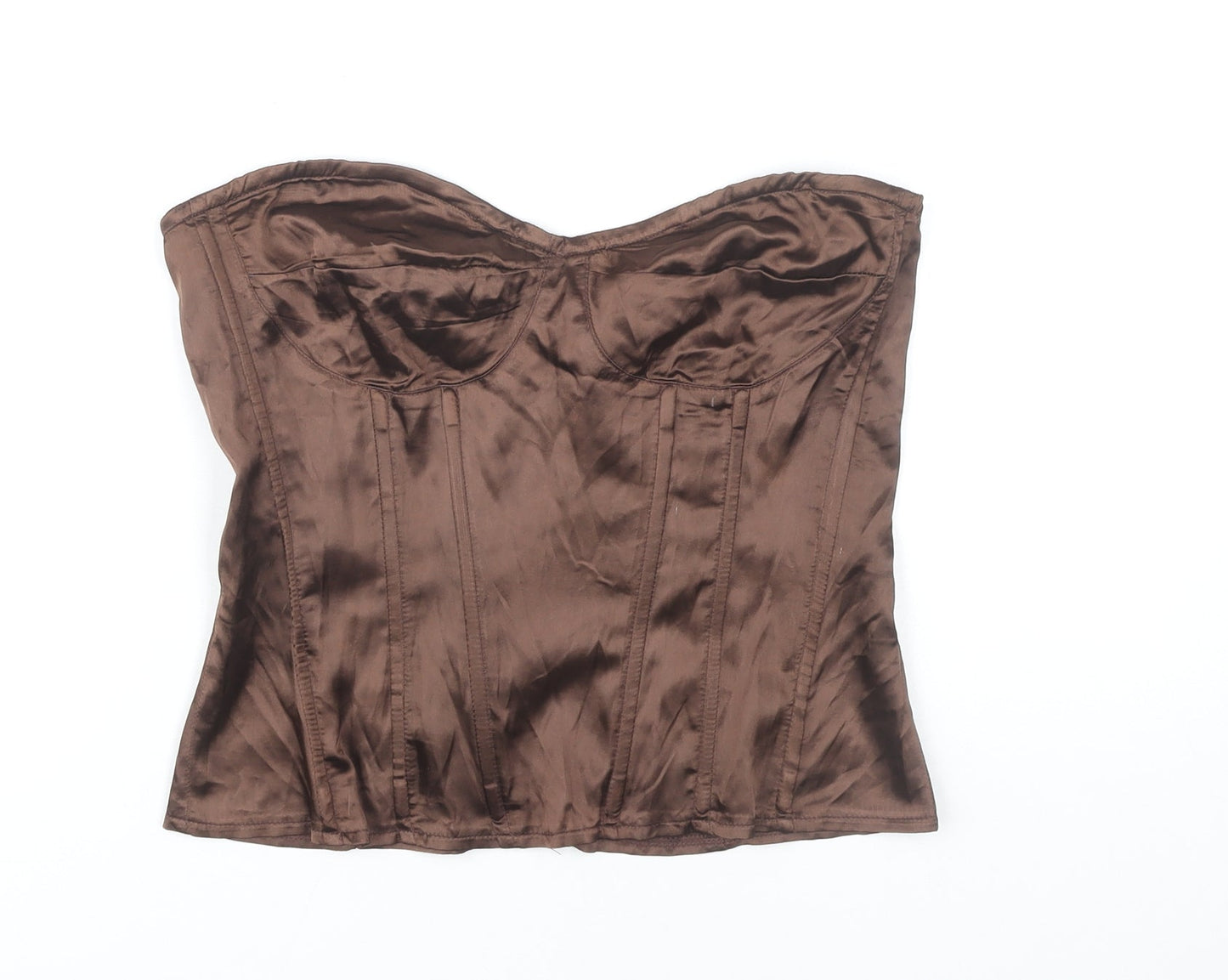 PrettyLittleThing Brown Sleeveless Corset-Style Camisole Size 12 Sweetheart