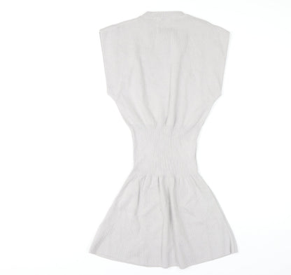 Zara Grey Crew Neck Dress, Size S, Viscose Blend