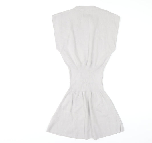 Zara Grey Crew Neck Dress, Size S, Viscose Blend