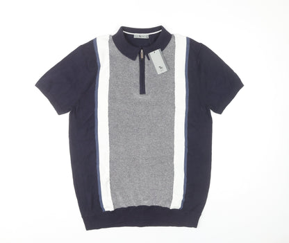 Tu Men's Blue Colourblock Polo M