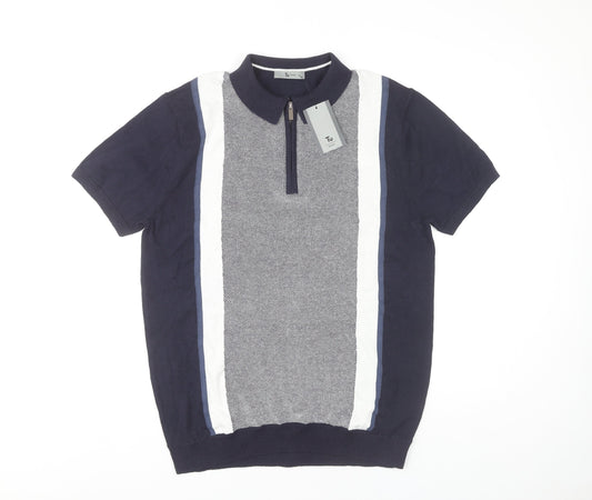 Tu Men's Blue Colourblock Polo M