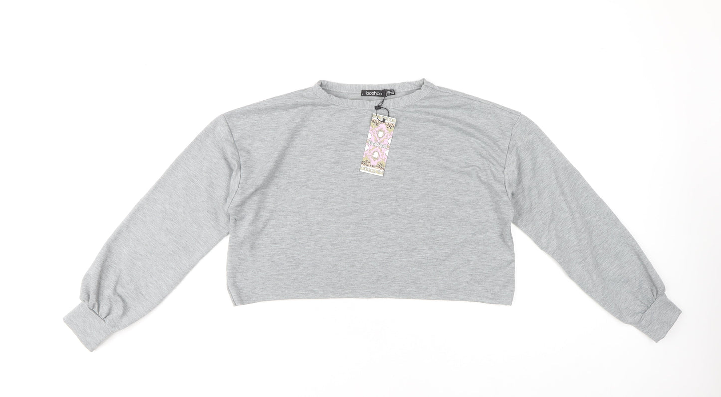 boohoo Women's Grey Lightweight Sweatshirt, Size 10