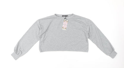 boohoo Women's Grey Lightweight Sweatshirt, Size 10