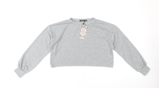 boohoo Women's Grey Lightweight Sweatshirt, Size 10