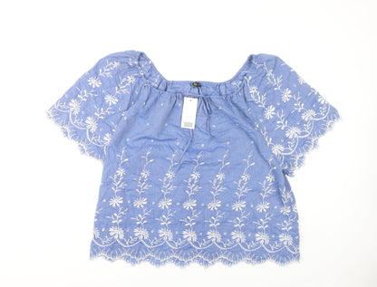 F&F Women's Blue Floral Embroidered Blouse Size 18