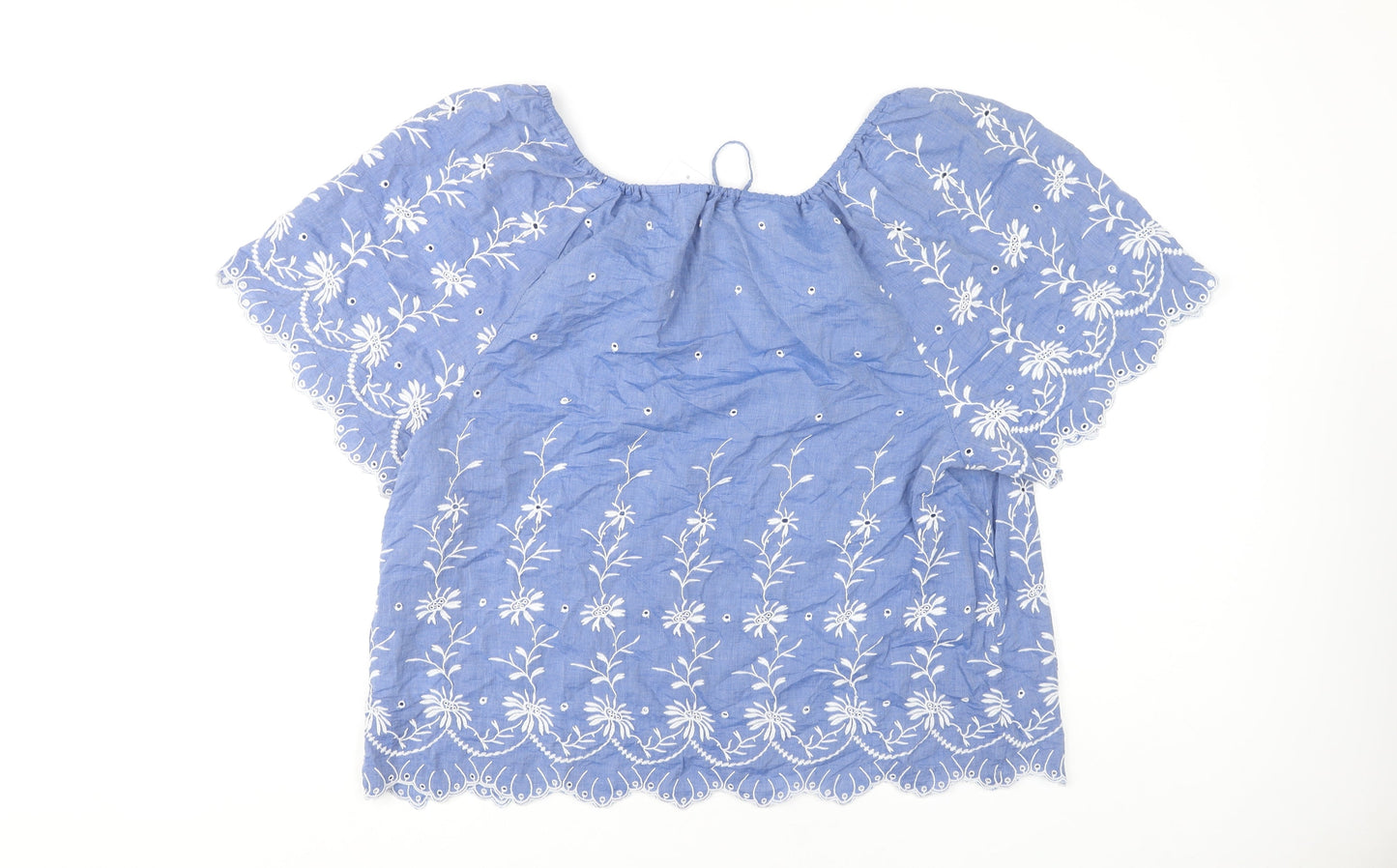 F&F Women's Blue Floral Embroidered Blouse Size 18