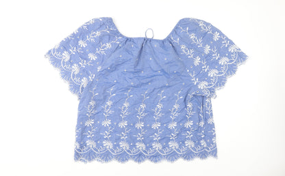 F&F Women's Blue Floral Embroidered Blouse Size 18