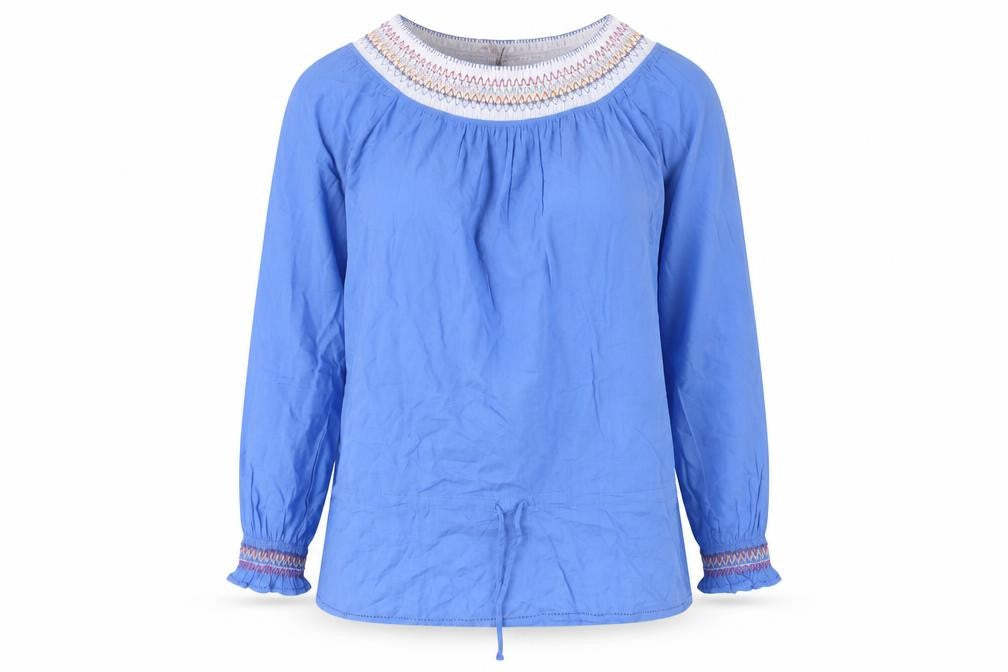 Front view of Replay Women's Blue Long Sleeve Blouse, size S
