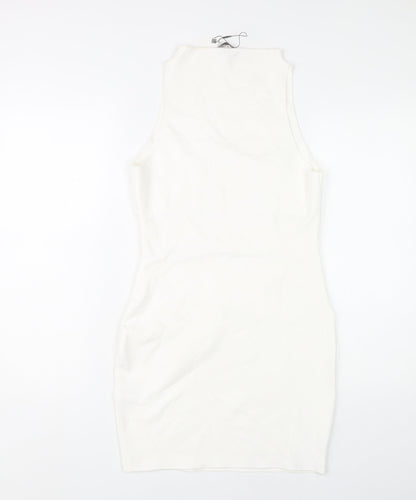 Zara Women’s White Bodycon Dress L Party Sleeveless