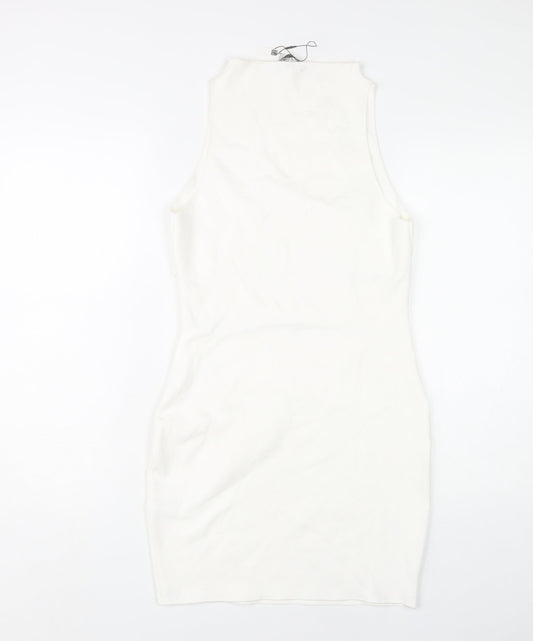 Zara Women’s White Bodycon Dress L Party Sleeveless